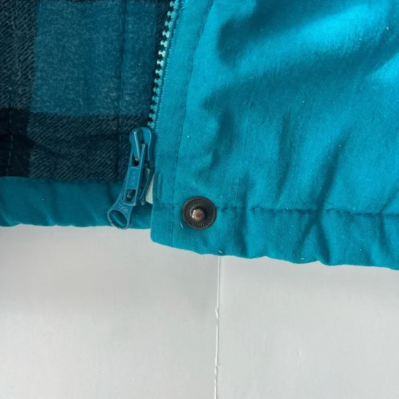Vintage Ryan Scott Teal Coat with Plaid Lining - Picture 7 of 8